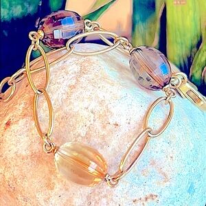 18 karat gold, citrine, and smoky quartz Bracelet